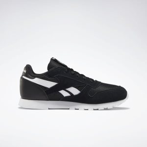 Adidasy Dziecięce Reebok Classic Leather Czarne/Białe PL 39XTZJY